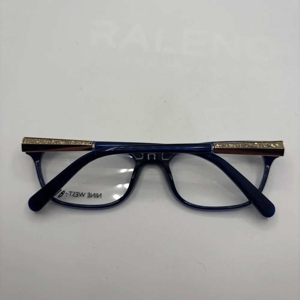 New Nine West NW5141 434 Blue/Gold Rectangle Womens Eyeglasses 52-17-135mm #C401